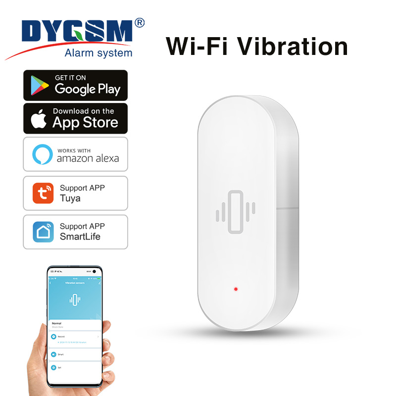 Smart Home Features - Tuya WiFi 振動センサー、高感度検知、スマートアラート、安全な生活を実現、Alexa/Google Home と互換性があります。