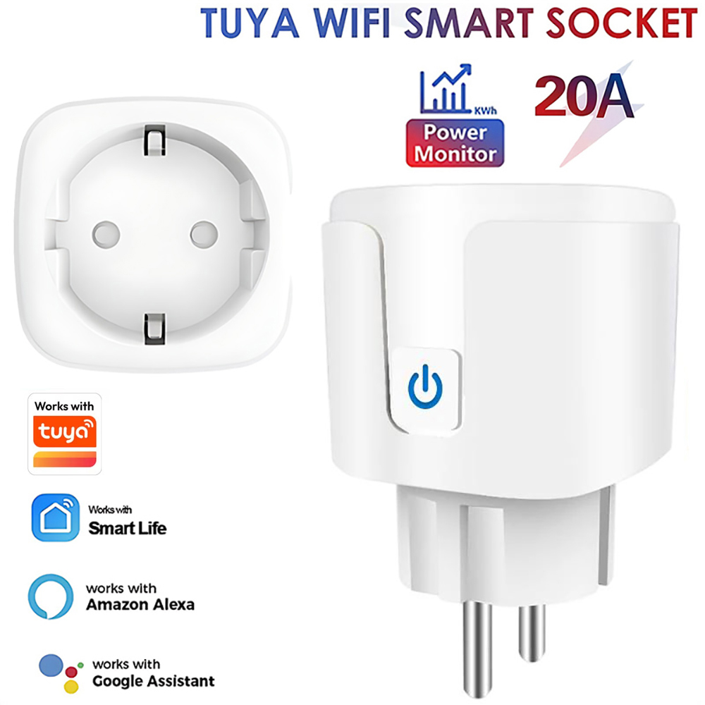 Smart Home Energy Monitor - Tuya Smart Lifeアプリ対応 Wifiプラグ 20Aスマートソケット EU電力モニター