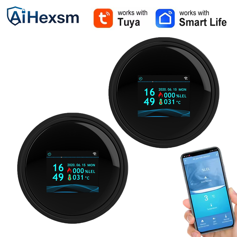 Smart Home Features - Tuya Wifi 漏洩温度機能付き可燃性ガス検知器サポートホームスマートライフ天然ガス警報センサー LCD ディスプレイ