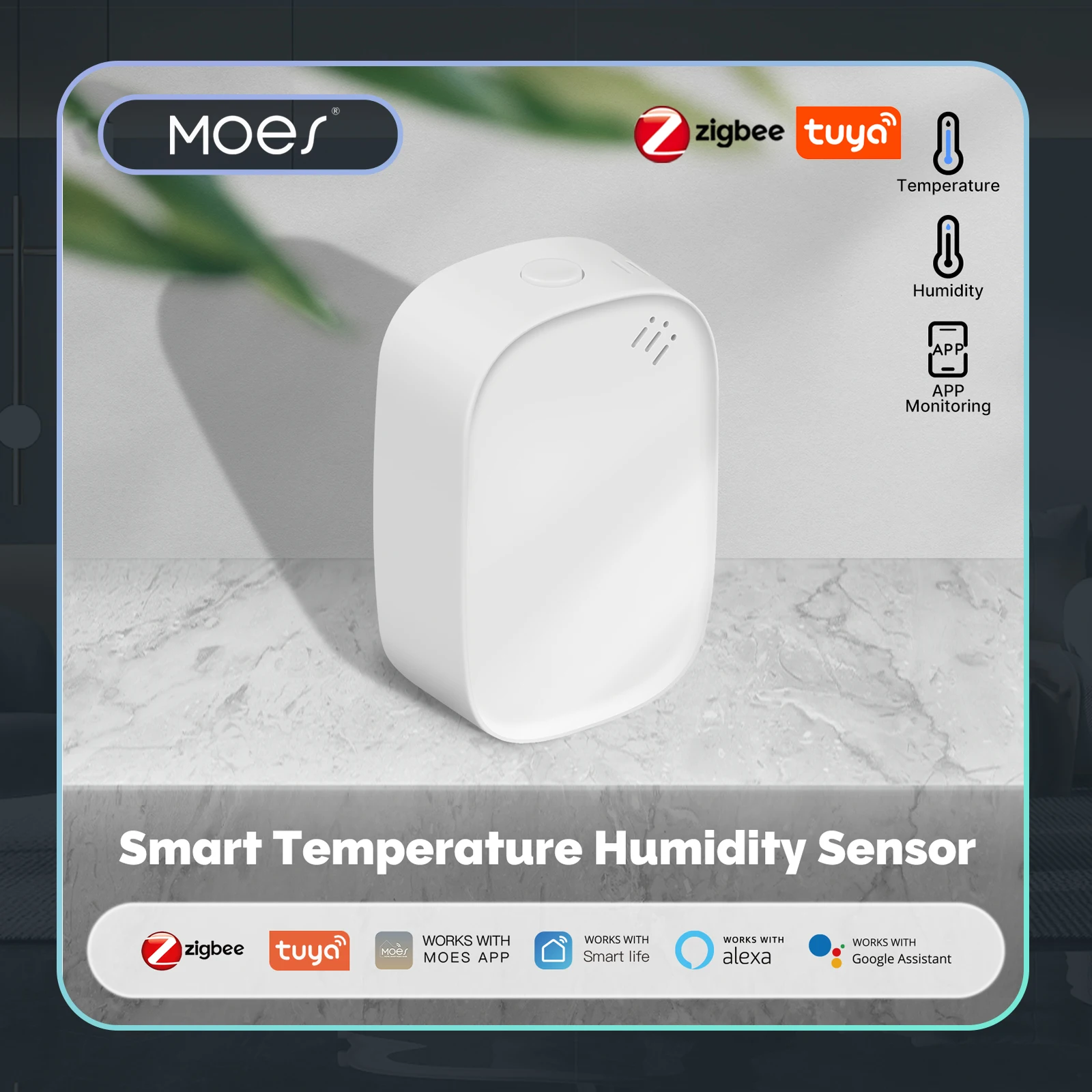 Smart Home Energy Monitor - MOES Tuya Zigbee スマート温度湿度センサー室内湿度計アプリ監視 Alexa Google