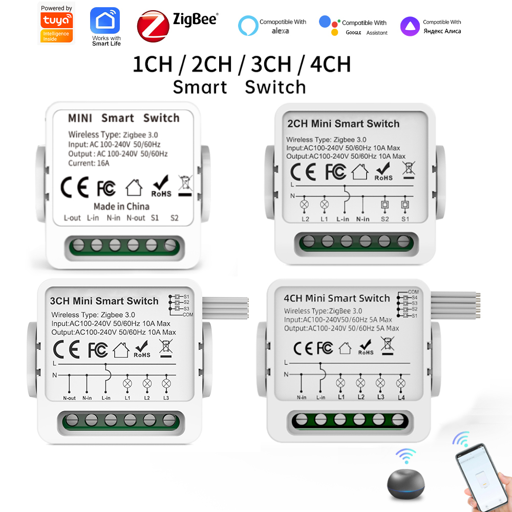 Smart Home Sistem - Tuya Zigbee 3.0 スマートスイッチ 1/2/3/4ウェイ ミニスマートライトブレーカー