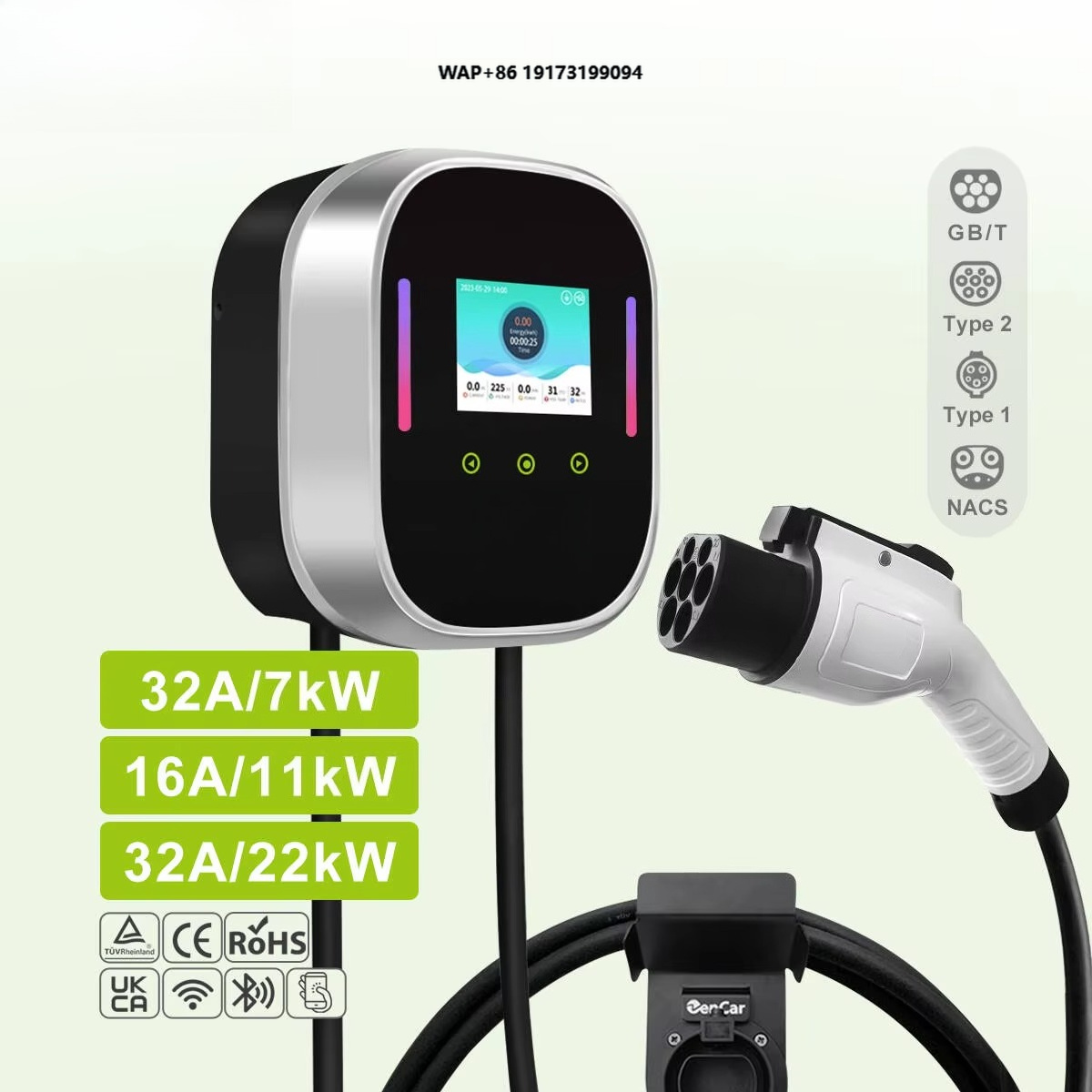 Smart Home Ac - スマートEV充電器ウォールボックス 22kW 11kW 7kW AC電気自動車家庭用充電ステーション 16A