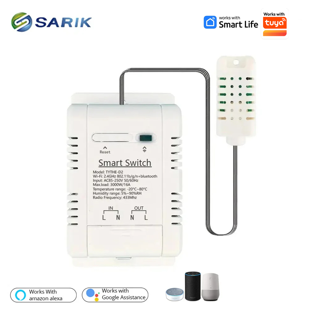 Smart Home Energy Monitor - Tuya 16A 3000W WiFiサーモスタットスイッチ、温度・湿度＆エネルギー監視スマートホームデバイス、Wudenと連携