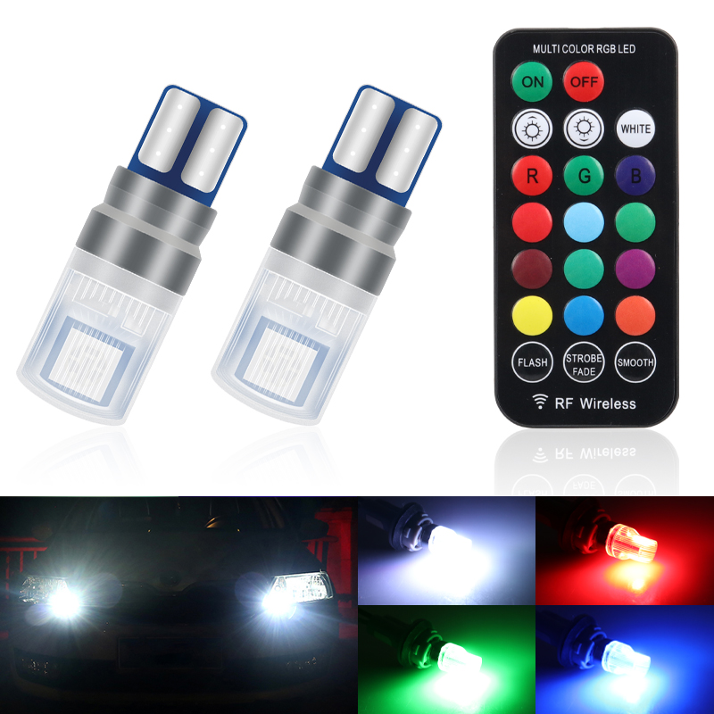 2 ピース/セット RGB LED T10 W5W 電球リモ - Voice Control Light Bulb のレビューと価格