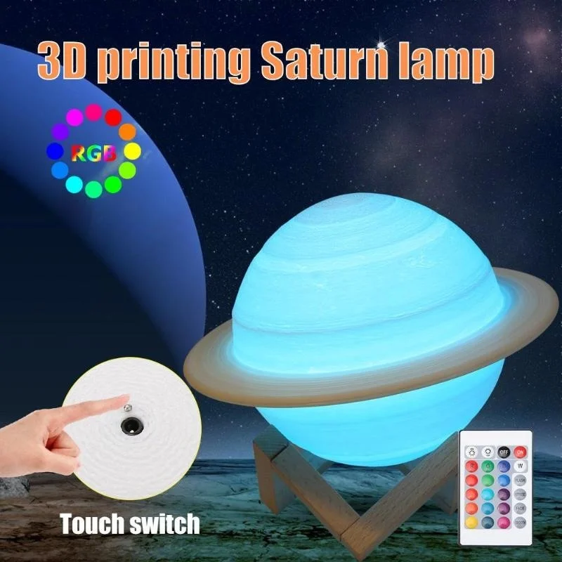 Ledナイトライト3Dプリント土星ランプ16色3Dライトリモ - Voice Control Light Bulb のレビューと価格