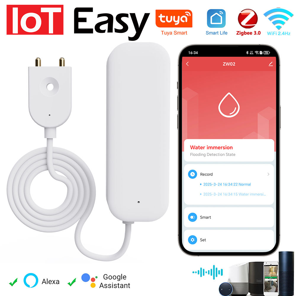 Tuya WiFi ZigBee 水センサー漏れ警報洪水漏水 - Smart Home Features のレビューと価格