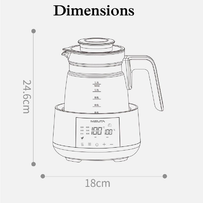 1.2L 電気ケトル温度制御ホームケトルスマートミルクヒータ - Home Smart Kettle のレビューと価格