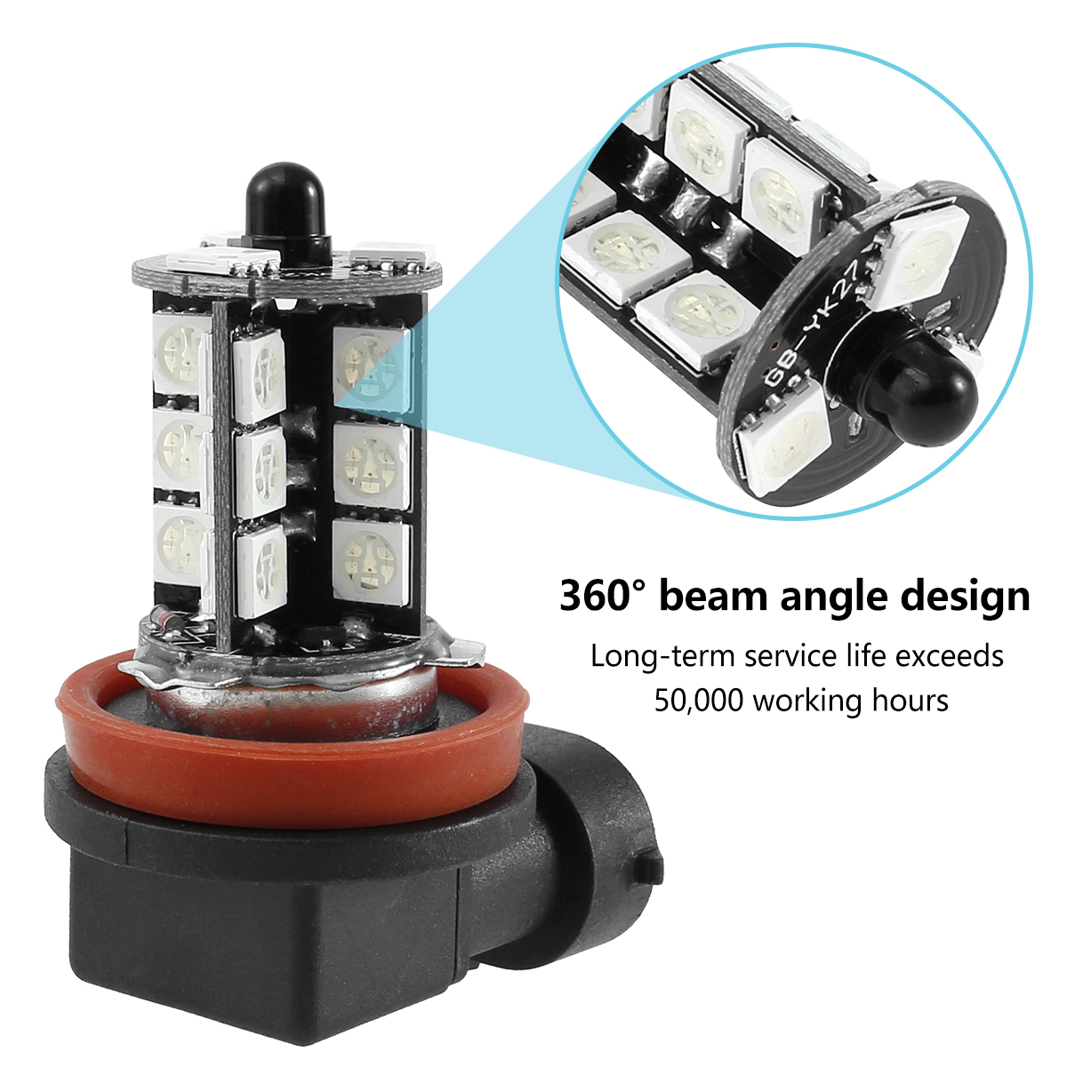 2 個 27 LED 車用フォグランプ H8/H11 RGB - Voice Control Light Bulb のレビューと価格