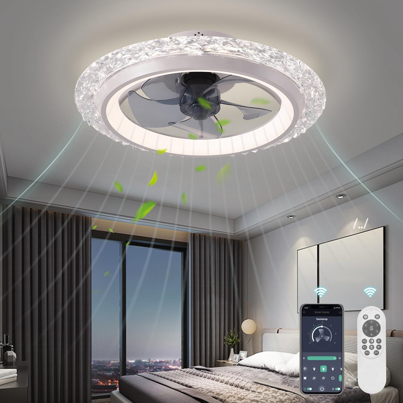 スマートサークルシーリングファンライト、省エネ高輝度LEDシ - Smart Home Interior のレビューと価格