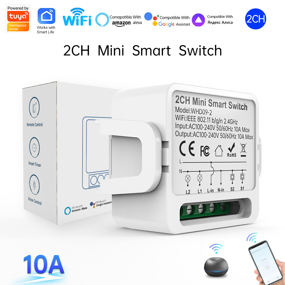 2ウェイTuyaスマートスイッチ2連スマートライトブレーカー - Smart Home Sistem のレビューと価格