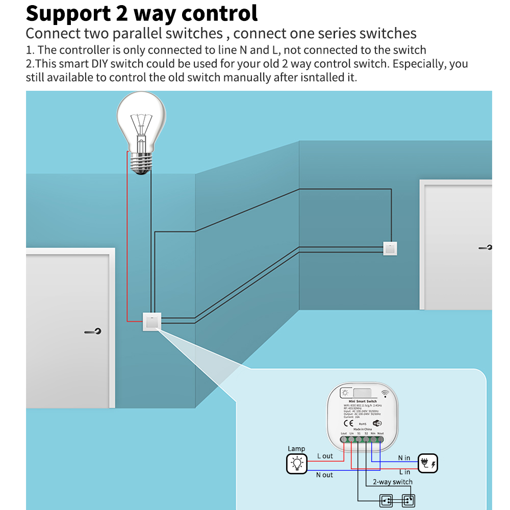 Tuya WiFi スマートセルフパワーライトスイッチ、運動 - Smart Home Tools のレビューと価格